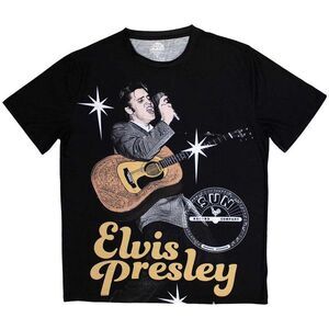 Sun Records Unisex Adult Elvis Presley Microphone T-Shirt / Black